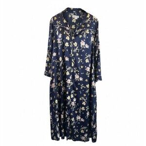 Vintage Christian Dior Silk Satin Flower Nightgown Pajama Kaftan Robe Loungewear